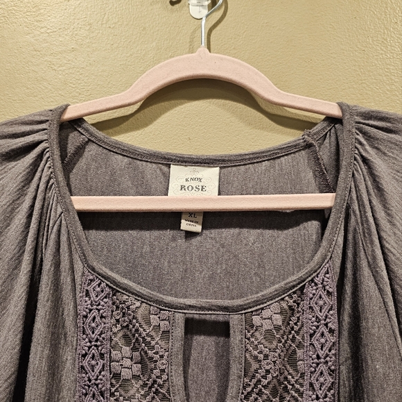 Knox Rose Purple Lace Detail Women's Top - Picture 3 of 14